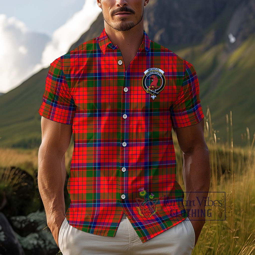 McNicol of Scorrybreac Tartan Cotton Hawaiian Shirt with Family Crest Adult - Tartan Vibes Clothing