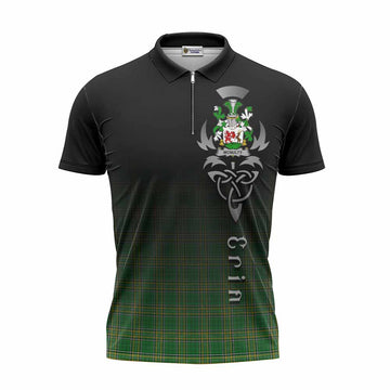 McNulty Irish Clan Zipper Polo Shirt with Coat of Arms Erin Go Bragh Celtic Inspired Unisex - Tartan Vibes Clothing
