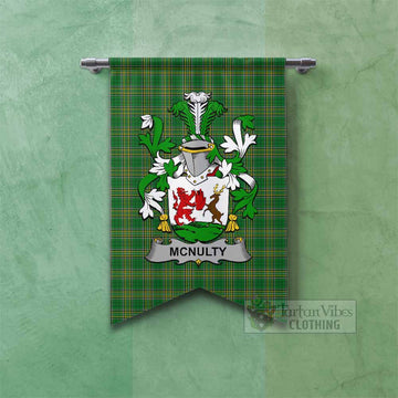 McNulty Irish Clan Tartan Gonfalon, Tartan Banner with Coat of Arms Fishtail - Tartan Vibes Clothing