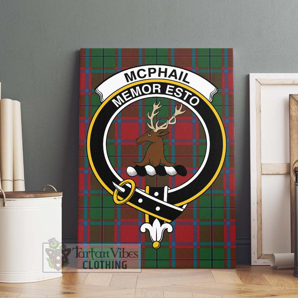 McPhail Blue Bands Tartan Canvas Print Wall Art with Family Crest Without Frame - Tartan Vibes Clothing