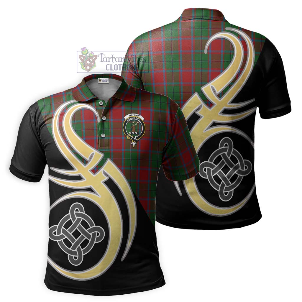 Tartan Vibes Clothing McPhail Blue Bands Tartan Polo Shirt with Family Crest and Celtic Symbol Style