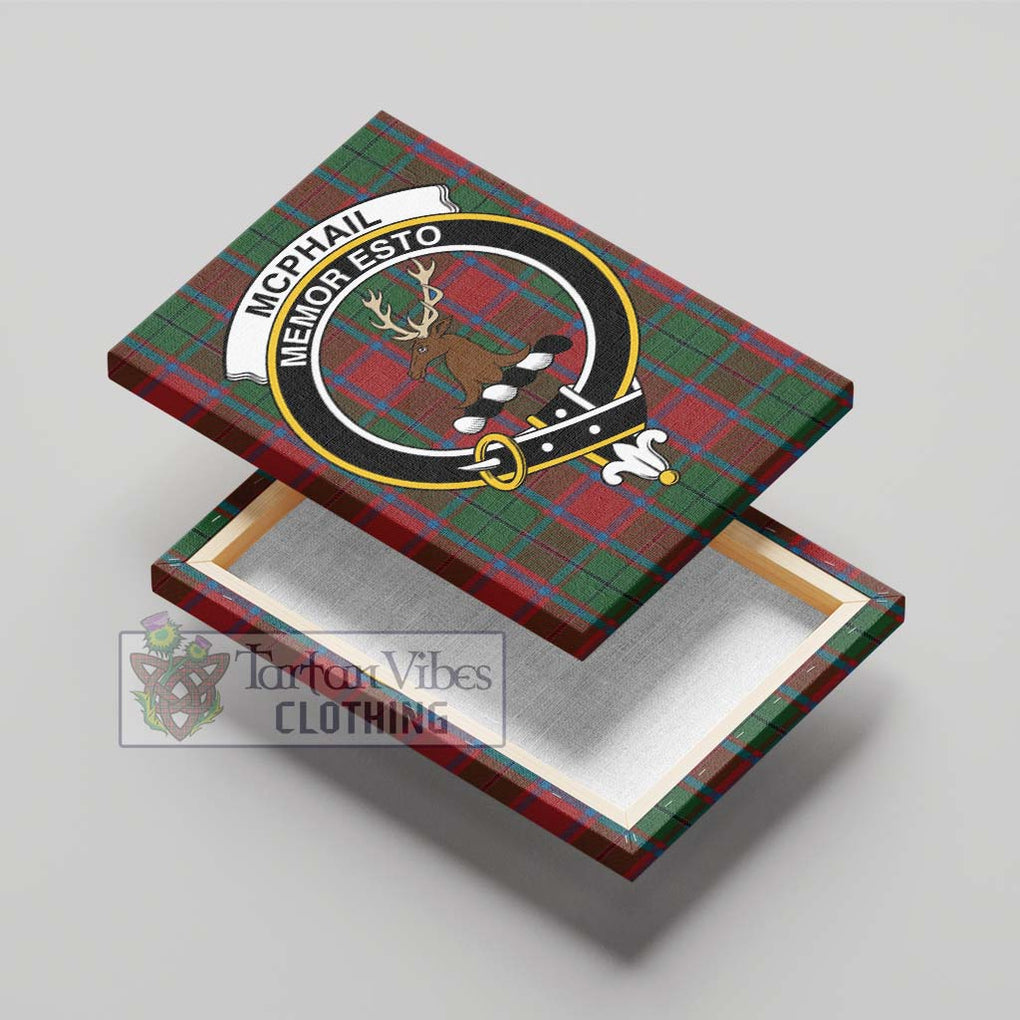 McPhail Blue Bands Tartan Canvas Print Wall Art with Family Crest - Tartan Vibes Clothing