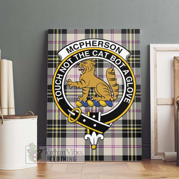 McPherson Dress Ancient Tartan Canvas Print Wall Art with Family Crest