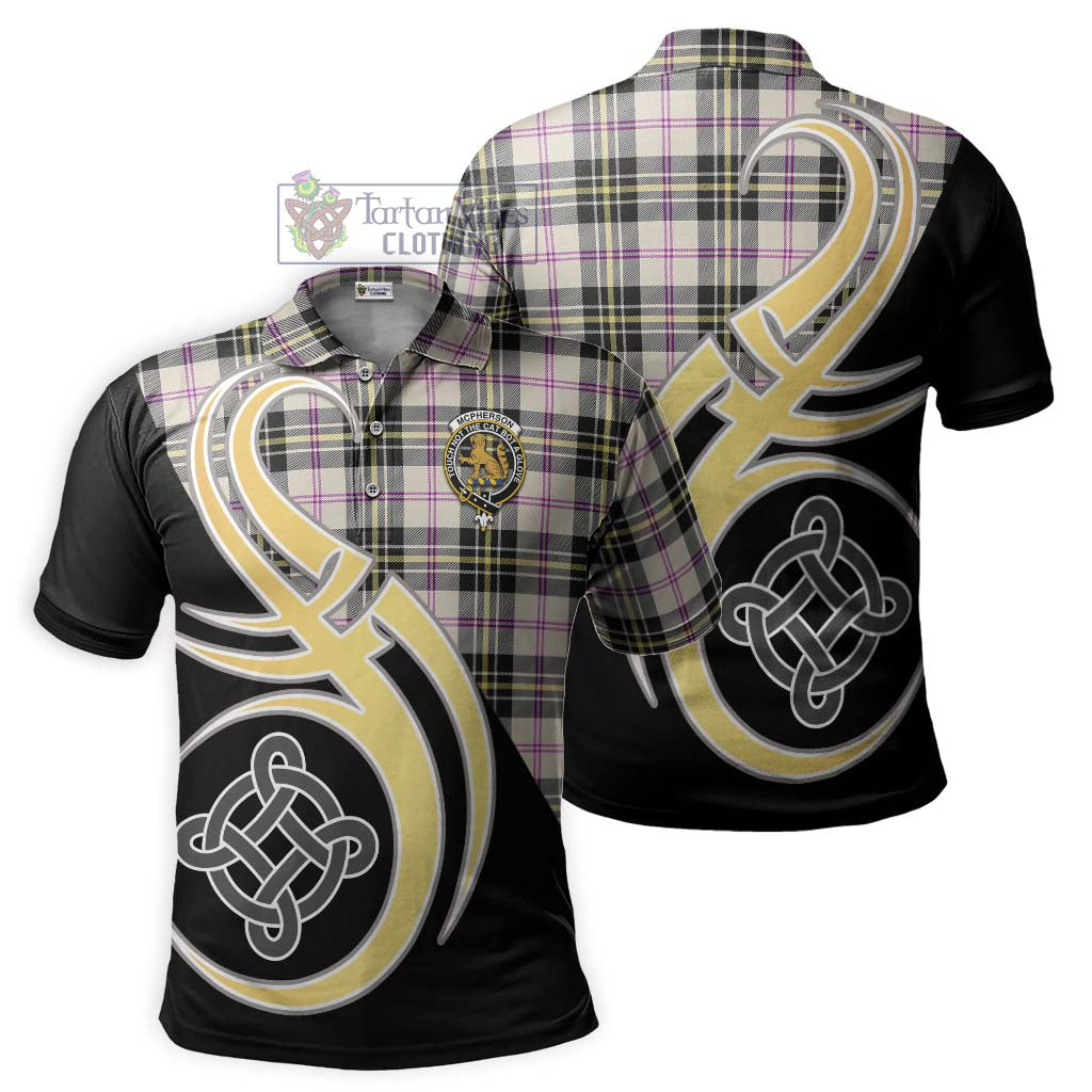 Tartan Vibes Clothing McPherson Dress Ancient Tartan Polo Shirt with Family Crest and Celtic Symbol Style