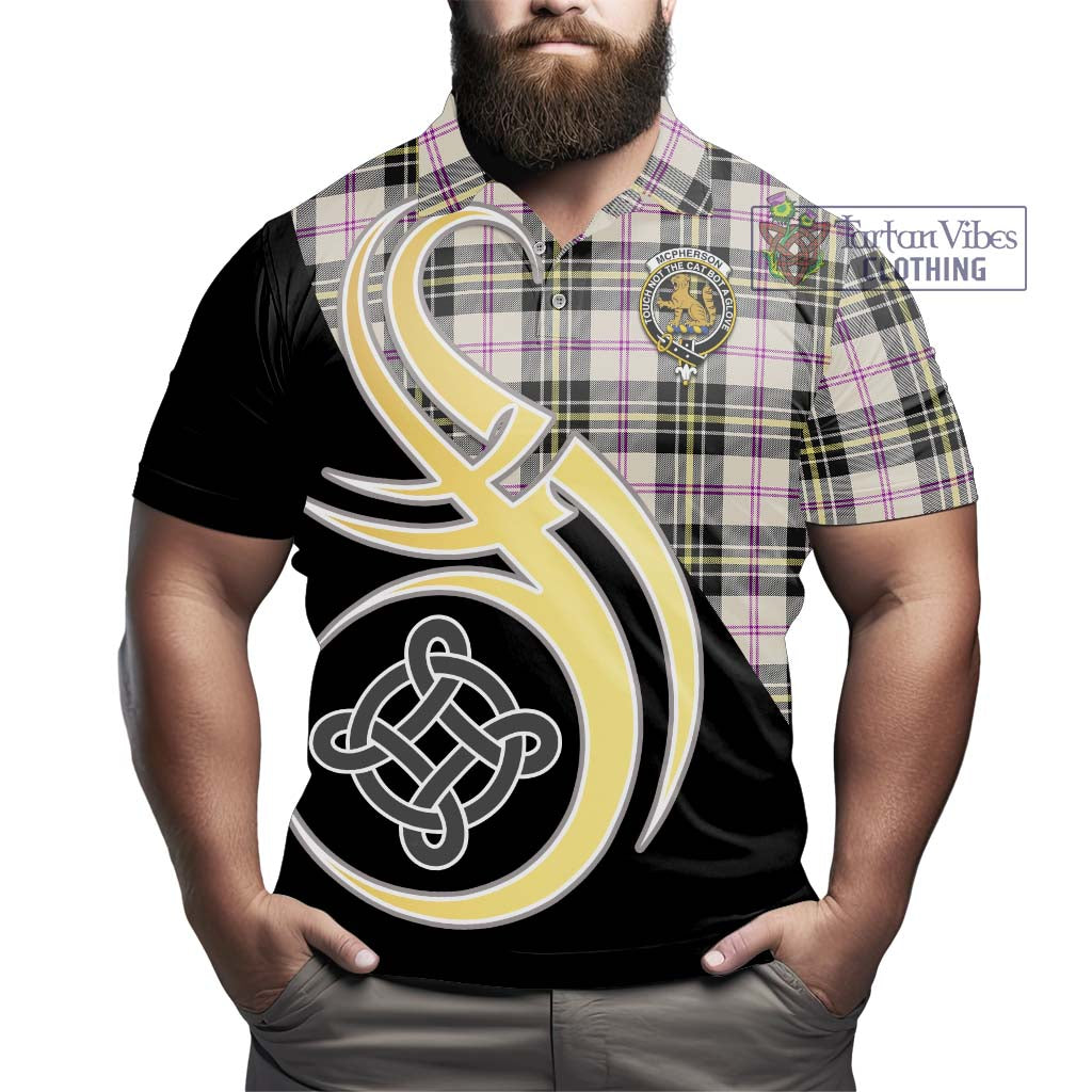 Tartan Vibes Clothing McPherson Dress Ancient Tartan Polo Shirt with Family Crest and Celtic Symbol Style