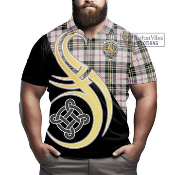 McPherson Dress Ancient Tartan Polo Shirt with Family Crest and Celtic Symbol Style