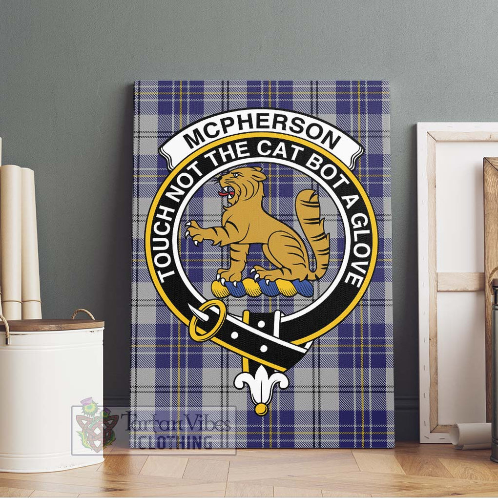 McPherson Dress Blue Tartan Canvas Print Wall Art with Family Crest Without Frame - Tartan Vibes Clothing