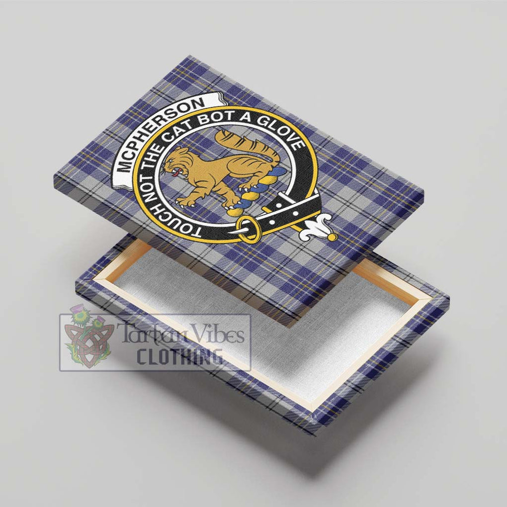 McPherson Dress Blue Tartan Canvas Print Wall Art with Family Crest - Tartan Vibes Clothing