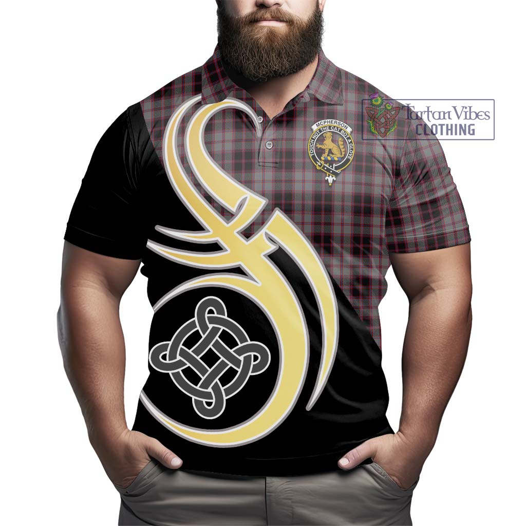 Tartan Vibes Clothing McPherson Hunting Tartan Polo Shirt with Family Crest and Celtic Symbol Style