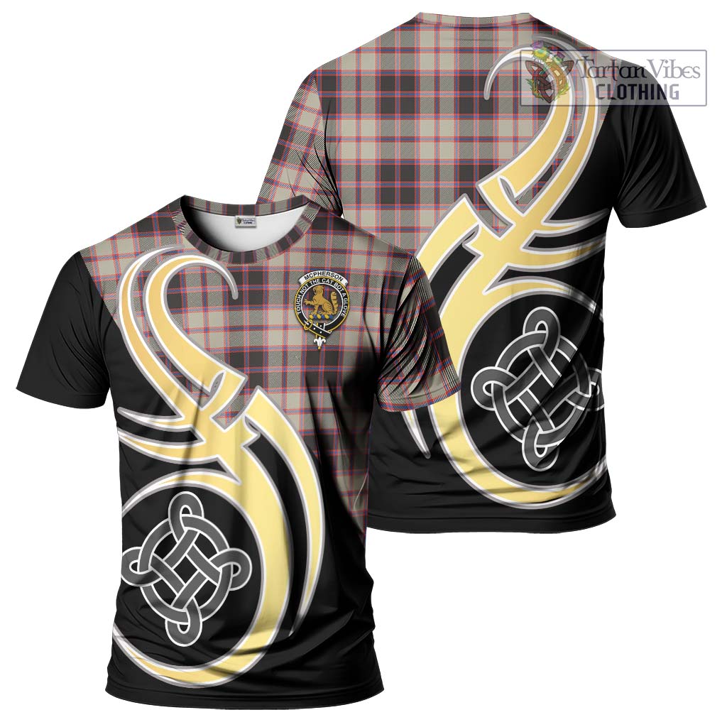 Tartan Vibes Clothing McPherson Hunting Ancient Tartan T-Shirt with Family Crest and Celtic Symbol Style