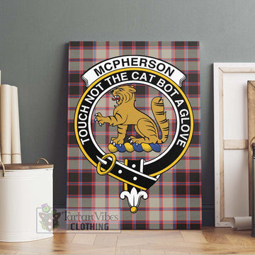 McPherson Hunting Ancient Tartan Canvas Print Wall Art with Family Crest