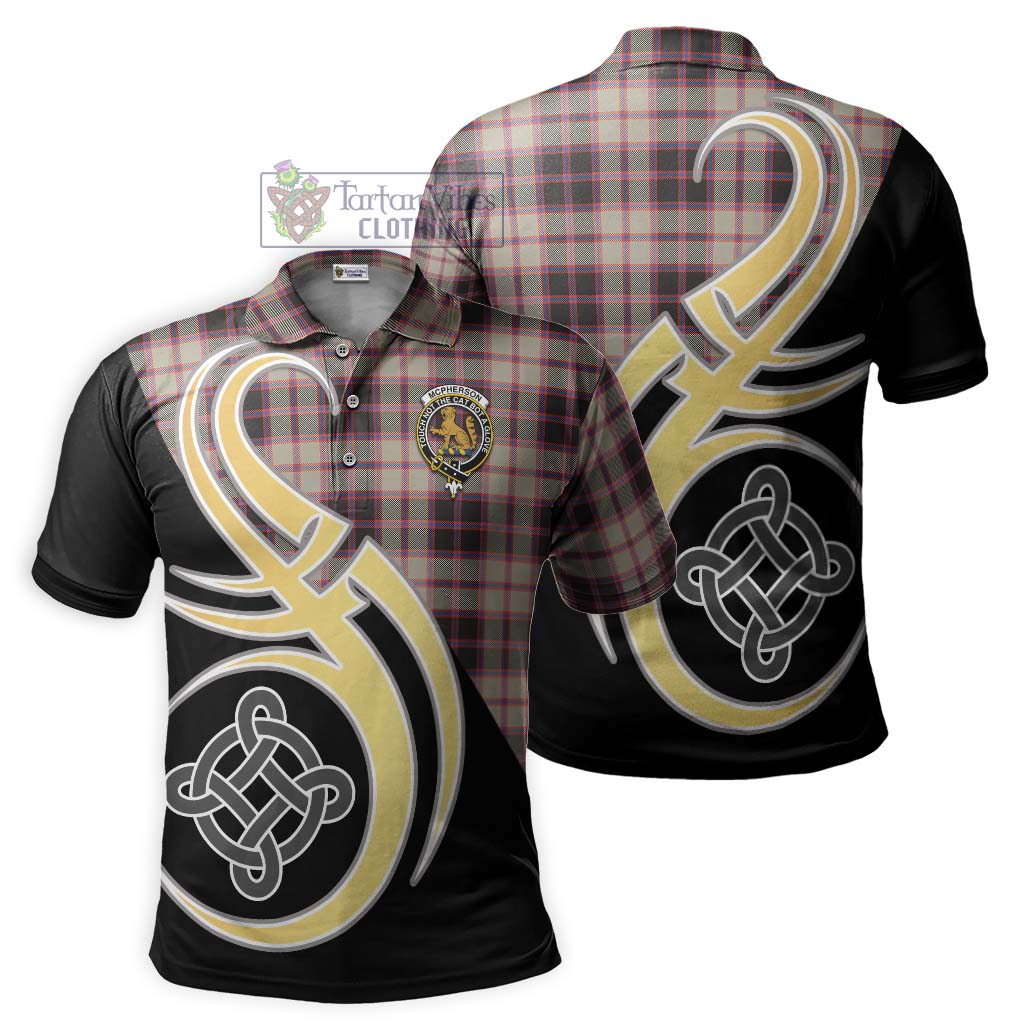 Tartan Vibes Clothing McPherson Hunting Ancient Tartan Polo Shirt with Family Crest and Celtic Symbol Style