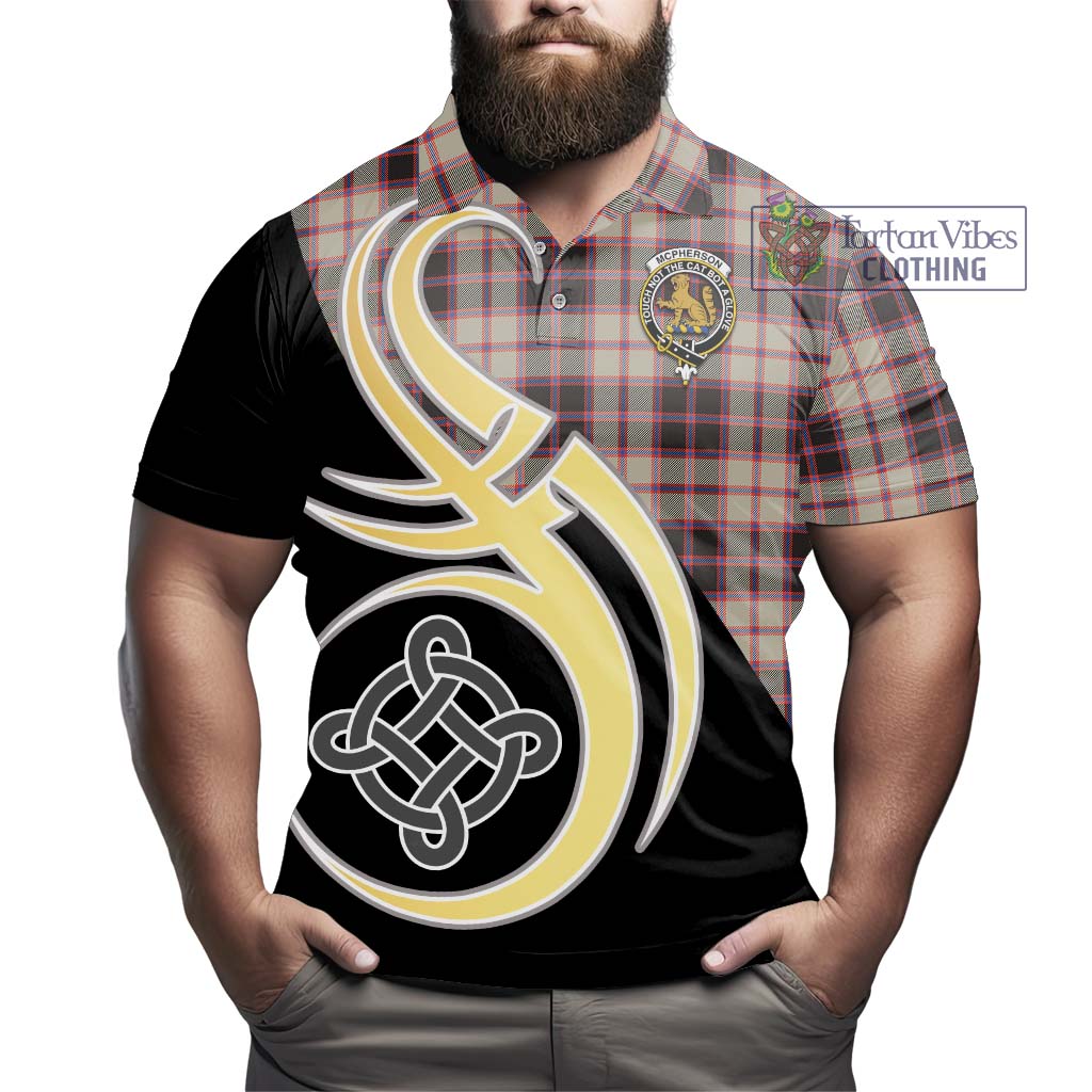 Tartan Vibes Clothing McPherson Hunting Ancient Tartan Polo Shirt with Family Crest and Celtic Symbol Style