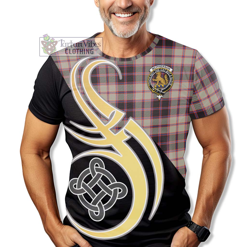 Tartan Vibes Clothing McPherson Hunting Ancient Tartan T-Shirt with Family Crest and Celtic Symbol Style