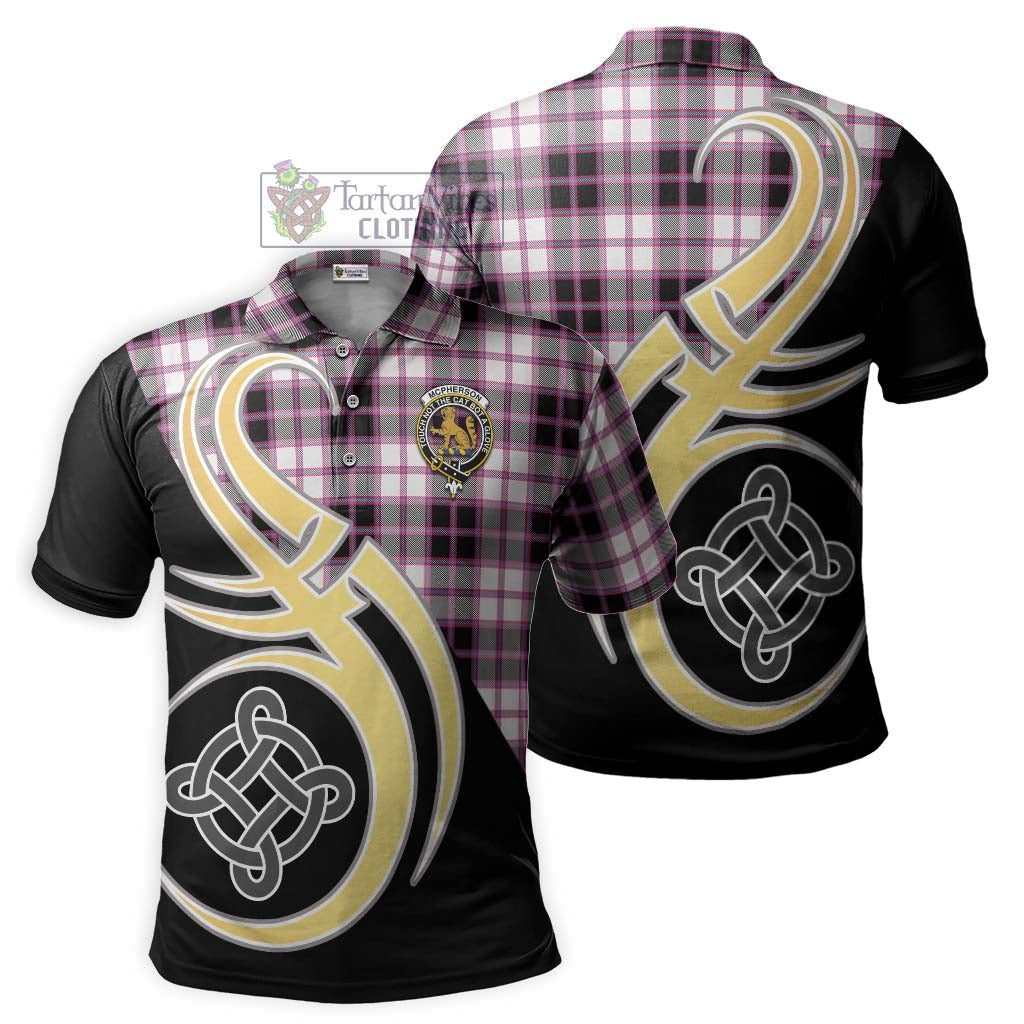 Tartan Vibes Clothing McPherson Hunting Modern Tartan Polo Shirt with Family Crest and Celtic Symbol Style