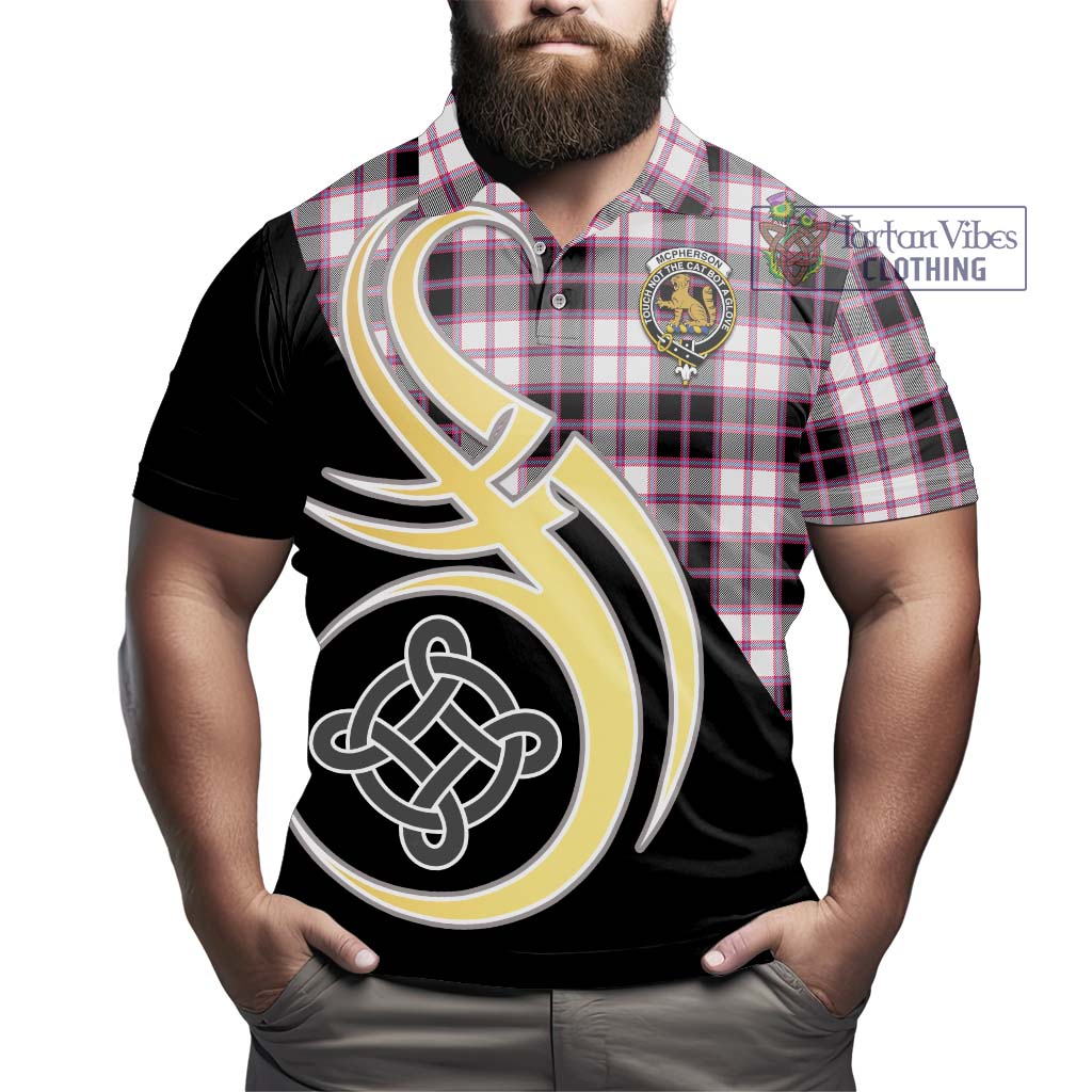 Tartan Vibes Clothing McPherson Hunting Modern Tartan Polo Shirt with Family Crest and Celtic Symbol Style