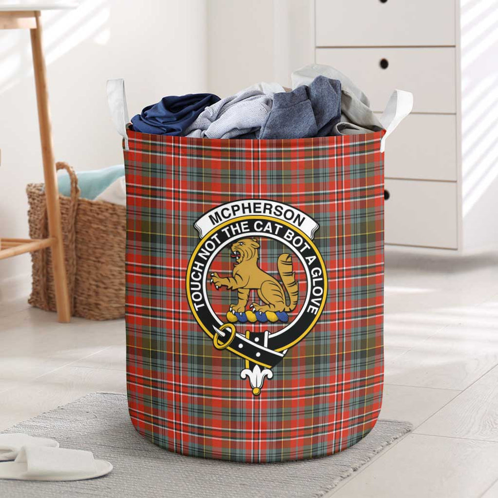 McPherson Weathered Tartan Laundry Basket with Family Crest - Tartan Vibes Clothing