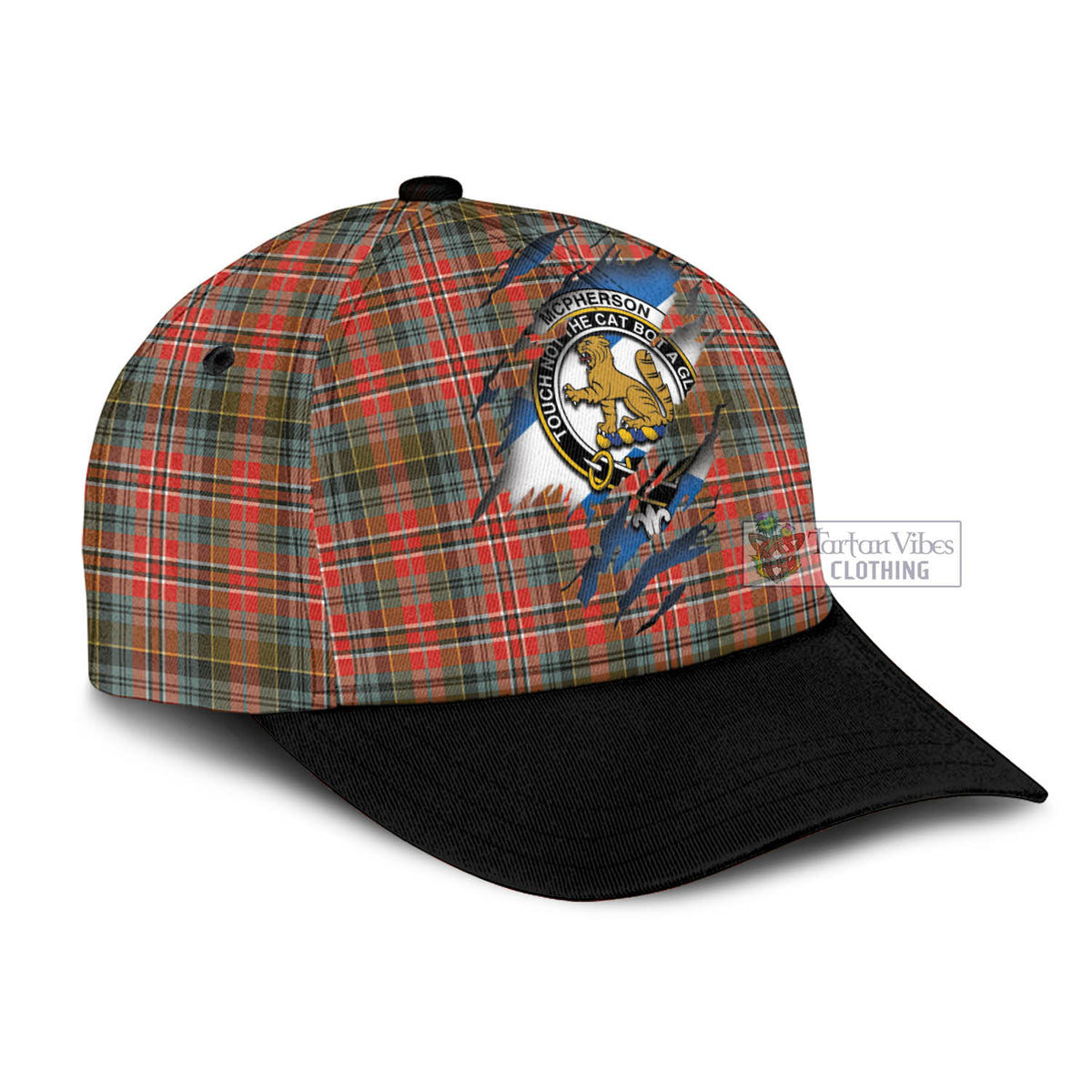 McPherson Weathered Tartan Classic Baseball Cap with Family Crest In Me Style - Tartan Vibes Clothing