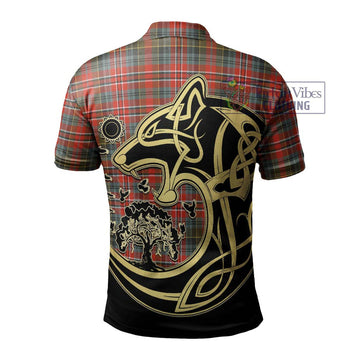 McPherson Weathered Tartan Polo Shirt with Family Crest Celtic Wolf Style - Tartan Vibes Clothing