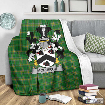 McPierce Irish Clan Tartan Blanket with Coat of Arms X-Large 59 x 79 inches 150 x 200 cm - Tartan Vibes Clothing