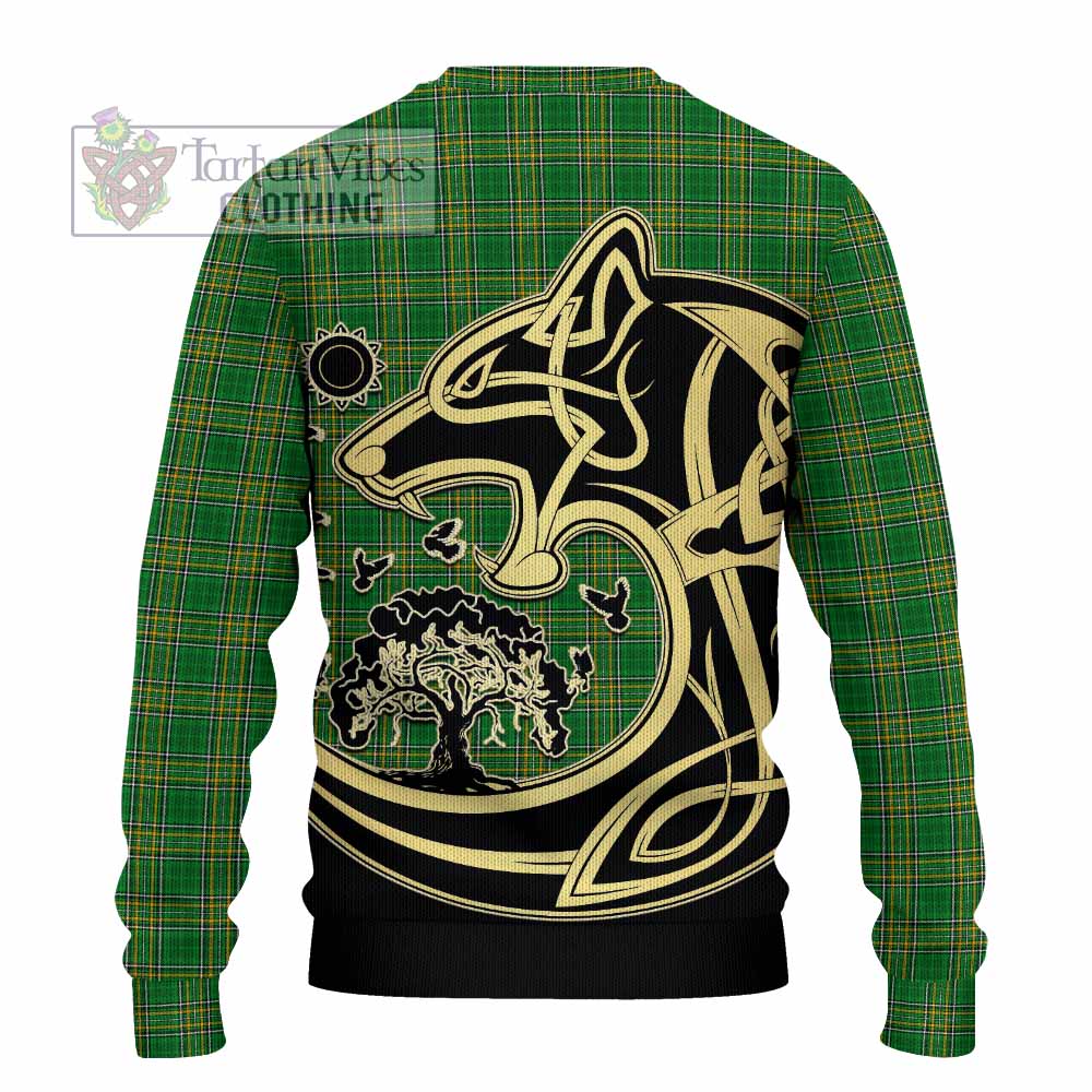 McQuay Irish Tartan Knitted Sweater with Coat of Arms Celtic Wolf Style - Tartan Vibes Clothing