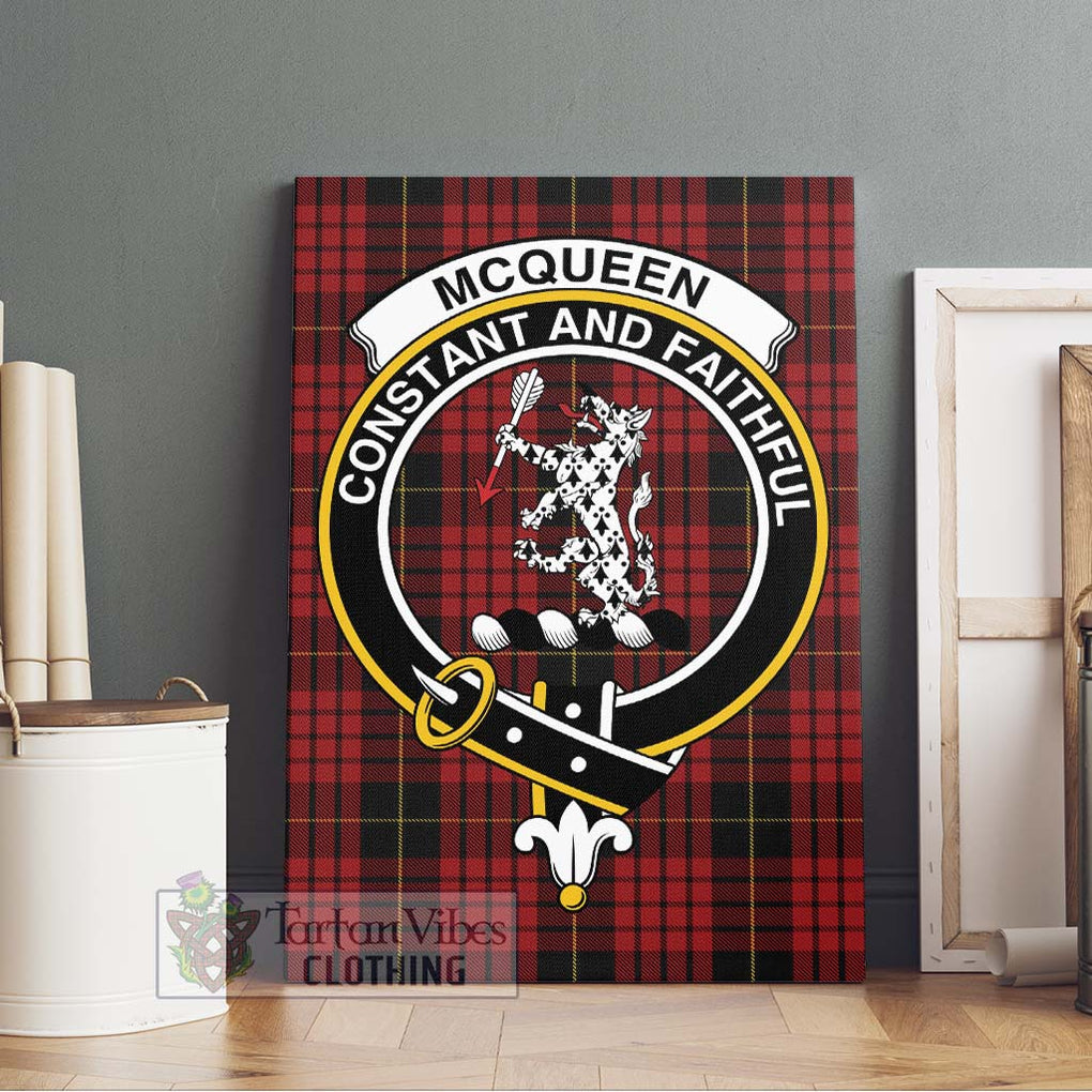 McQueen Tartan Canvas Print Wall Art with Family Crest Without Frame - Tartan Vibes Clothing