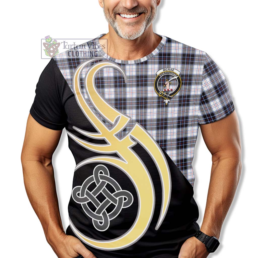 Tartan Vibes Clothing McRae Dress Modern Tartan T-Shirt with Family Crest and Celtic Symbol Style