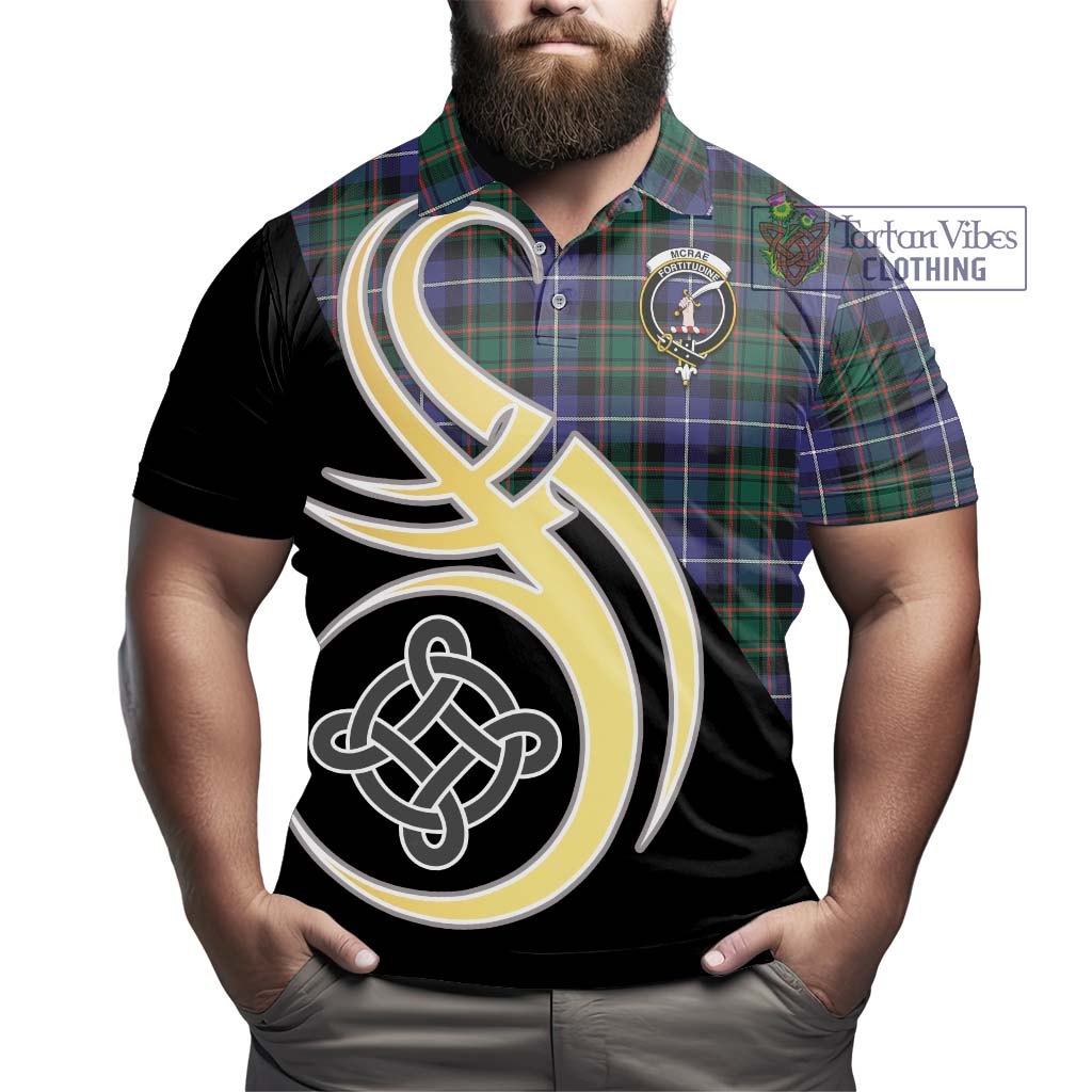 Tartan Vibes Clothing McRae Hunting Modern Tartan Polo Shirt with Family Crest and Celtic Symbol Style