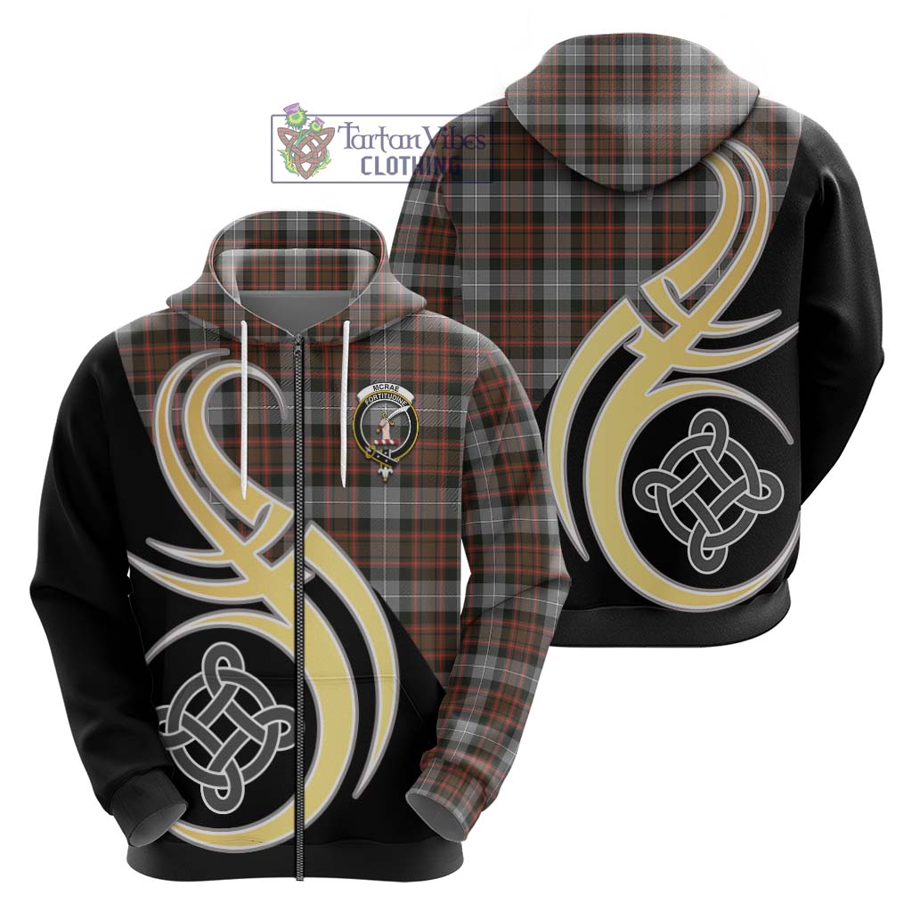 Tartan Vibes Clothing McRae Hunting Weathered Tartan Hoodie with Family Crest and Celtic Symbol Style