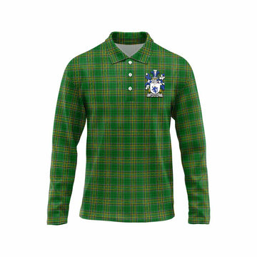 McRery Irish Clan Tartan Long Sleeve Polo Shirt with Coat of Arms