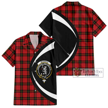 McSwan Modern Tartan Short Sleeve Button Up with Family Crest Circle Style