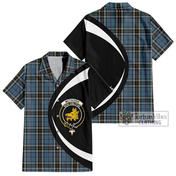 McTavish Dress Tartan Short Sleeve Button Up with Family Crest Circle Style