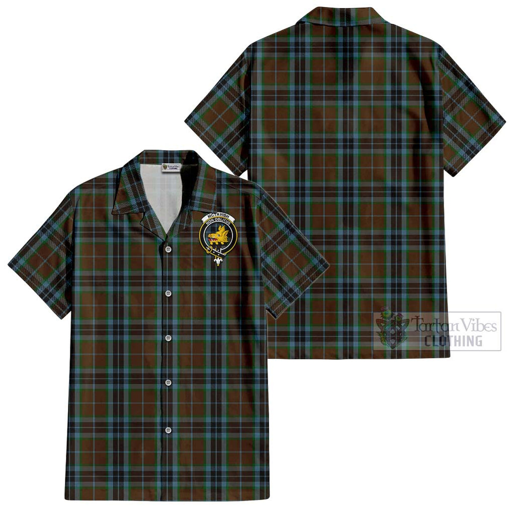 McTavish Hunting Tartan Cotton Hawaiian Shirt with Family Crest Kid - Tartan Vibes Clothing