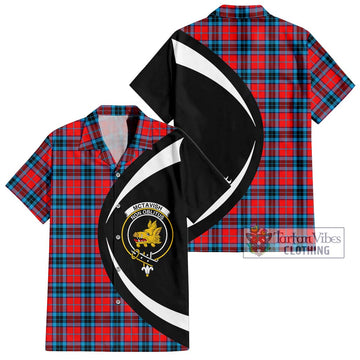 McTavish Modern Tartan Short Sleeve Button Up with Family Crest Circle Style