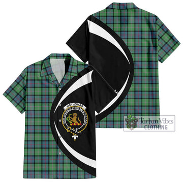 McThomas Ancient Tartan Short Sleeve Button Up with Family Crest Circle Style