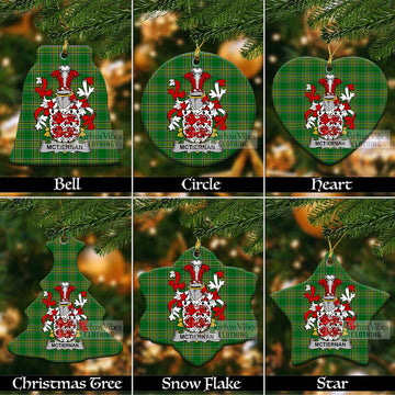 McTiernan Irish Clan Tartan Christmas Ceramic Ornament with Coat of Arms