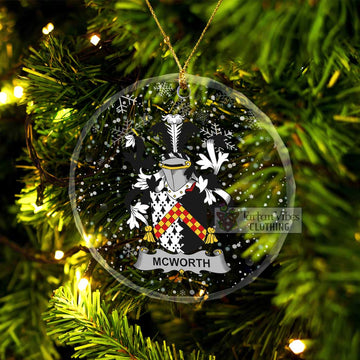 McWorth Irish Clan Christmas Glass Ornament with Coat of Arms