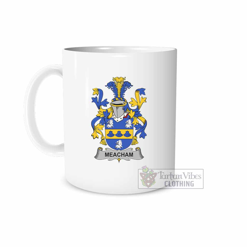 Meacham Irish Clan Coat of Arms Ceramic Mug White - 2D-tartanvibesclothing