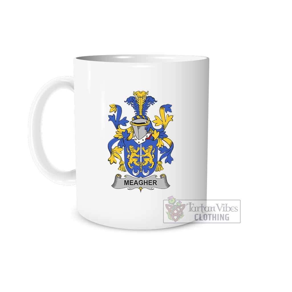 Meagher Irish Clan Coat of Arms Ceramic Mug White - 2D-tartanvibesclothing