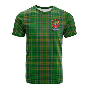 Meara Irish Clan Tartan Cotton T-shirt with Coat of Arms