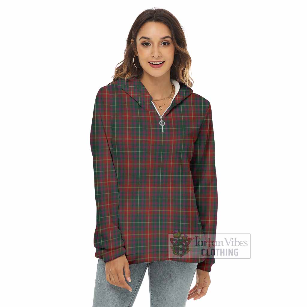 Tartan Vibes Clothing Meath County Ireland Tartan Women's Borg  Half Zip Fleece Hoodie