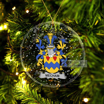 Mecham Irish Clan Christmas Glass Ornament with Coat of Arms