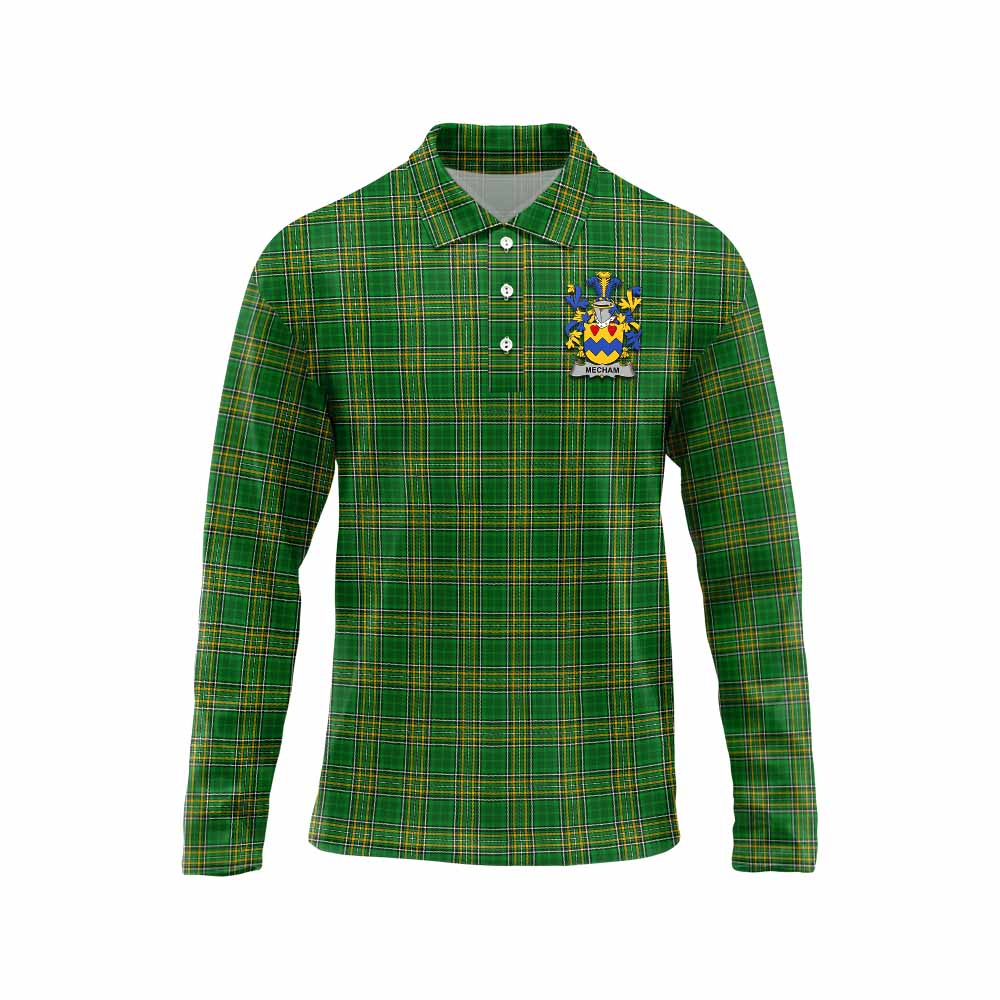 Mecham Irish Clan Tartan Long Sleeve Polo Shirt with Coat of Arms Unisex - Tartan Vibes Clothing