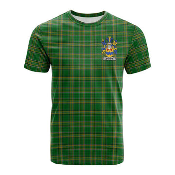 Mecham Irish Clan Tartan Cotton T-shirt with Coat of Arms