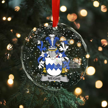 Meighe Irish Clan Christmas Glass Ornament with Coat of Arms