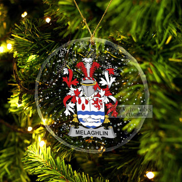 Melaghlin Irish Clan Christmas Glass Ornament with Coat of Arms