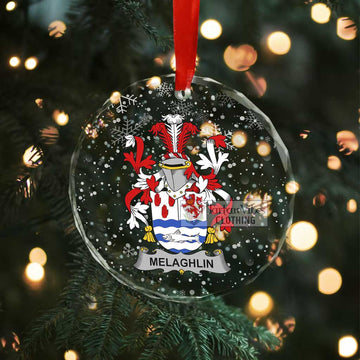 Melaghlin Irish Clan Christmas Glass Ornament with Coat of Arms