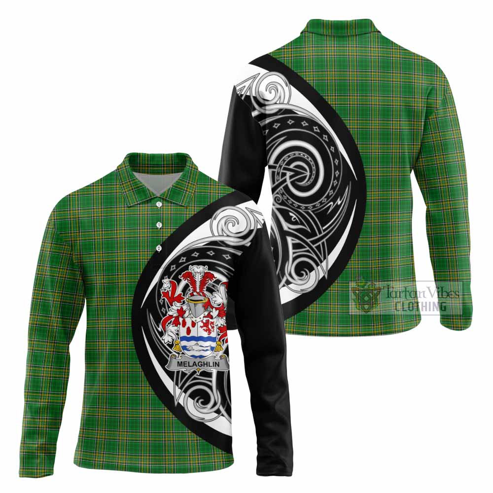 Melaghlin Irish Clan Long Sleeve Polo Shirt Celtic Circle Style - Tartan Vibes Clothing