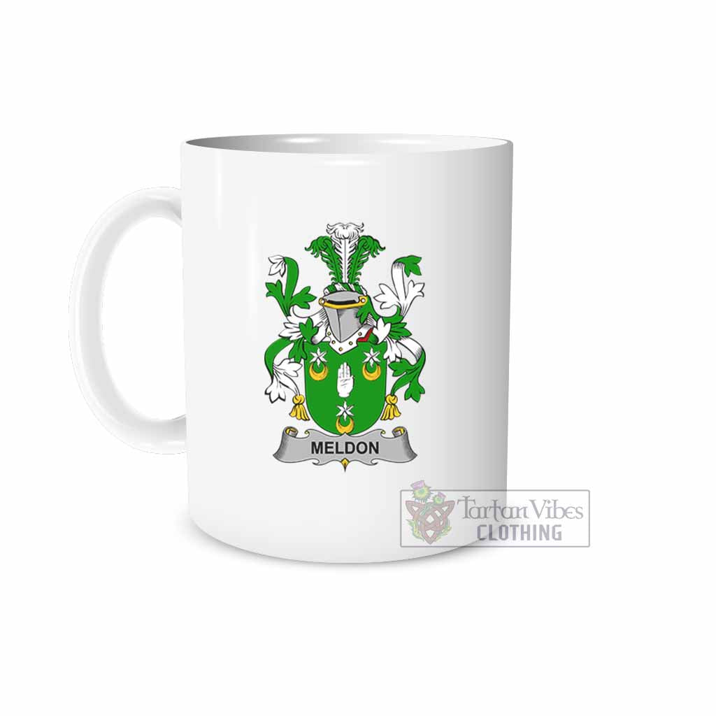 Meldon Irish Clan Coat of Arms Ceramic Mug White - 2D-tartanvibesclothing
