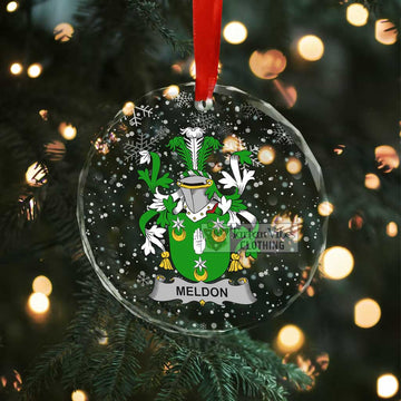 Meldon Irish Clan Christmas Glass Ornament with Coat of Arms - 2D-tartanvibesclothing